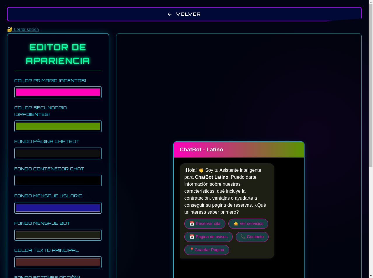 Editor de Apariencia del Chatbot