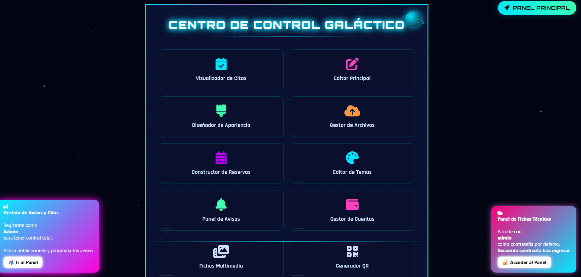 Panel Galáctico de Control
